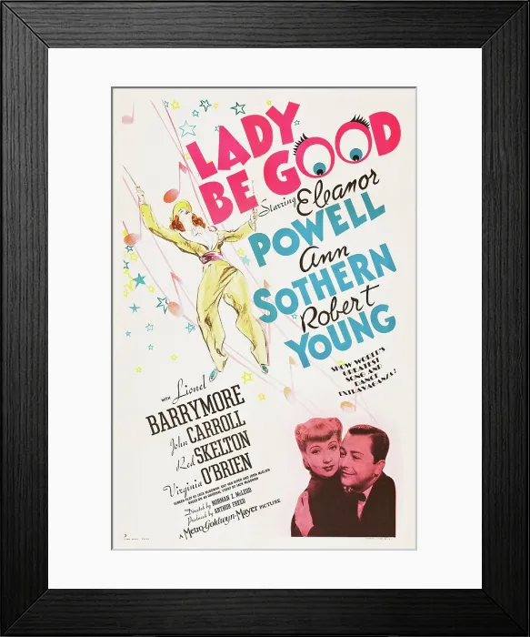Framed Print : LADY BE GOOD, bottom l-r: Ann Sothern, Robert Young on poster art, 1941