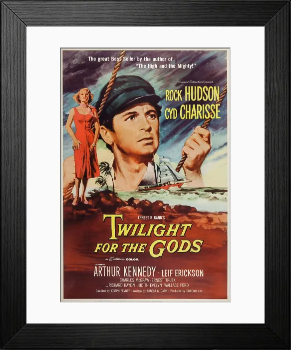 Framed Print : TWILIGHT FOR THE GODS, US poster art, from left: Cyd Charisse, Rock Hudson, 1958