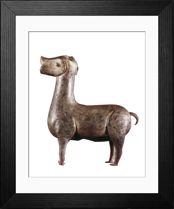 Framed Print : Deer of Cordoba. 2nd half 10th c. Hispano-Moresque art. Caliphate period. Sculpture on bronze. SPAIN. Madrid. National Museum of Archaeology. Proc: SPAIN. Cordoba. Medina Azahara