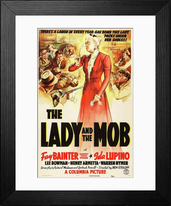 Framed Print : THE LADY AND THE MOB, US poster art, Ida Lupino (top left), Fay Bainter (center in red), Henry Armetta (lower right) Framed Print : THE LADY AND THE MOB, US poster art, Ida Lupino (top left), Fay Bainter (center in red), Henry Armetta (lower right)