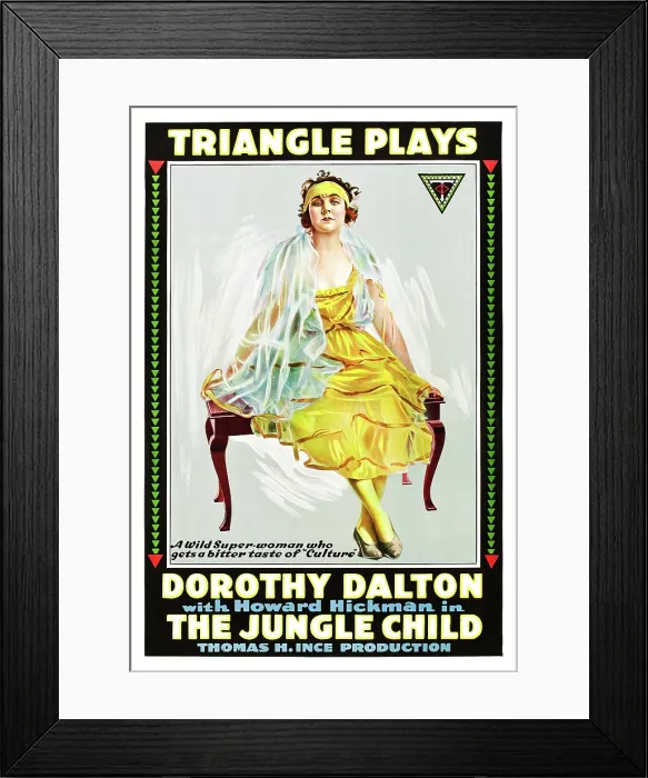 Framed Print : THE JUNGLE CHILD, Dorothy Dalton on poster art, 1916