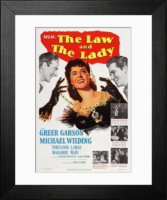 Framed Print : THE LAW AND THE LADY, l-r: Michael Wilding, Greer Garson, Fernando Lamas on poster art, 1951