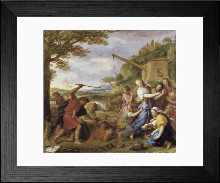 Framed Print : Le Brun, Charles (1619-1690). Moses Defending the Daughters of Jethro. Classicism. Oil on canvas. ITALY. Modena. Galleria e Museo Estense (Estense Art Gallery and Museum)
