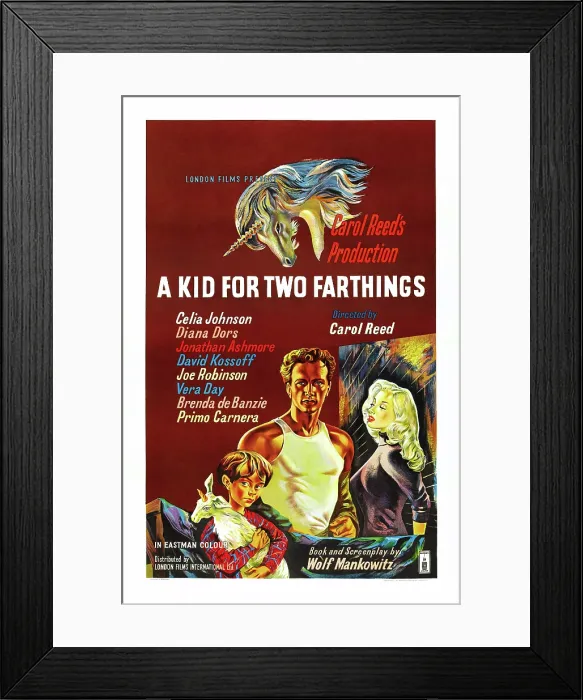 Framed Print : A KID FOR TWO FARTHINGS, Jonathan Ashmore, Joe Robinson, Diana Dors, 1955 Poster art Framed Print : A KID FOR TWO FARTHINGS, Jonathan Ashmore, Joe Robinson, Diana Dors, 1955 Poster art