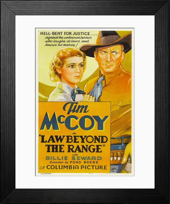 Framed Print : LAW BEYOND THE RANGE, from left: Billie Seward, Tim McCoy, 1935