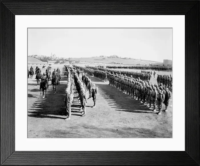 Framed Print : World War 1 in the Middle East. Turkish commander Cemal Pasha and German Chief of Staff, Kress von Kressenstein, review Ottoman Empire troops in Jerusalem. 1917 (BSLOC_2013_1_65) Framed Print : World War 1 in the Middle East. Turkish commander Cemal Pasha and German Chief of Staff, Kress von Kressenstein, review Ottoman Empire troops in Jerusalem. 1917 (BSLOC_2013_1_65)