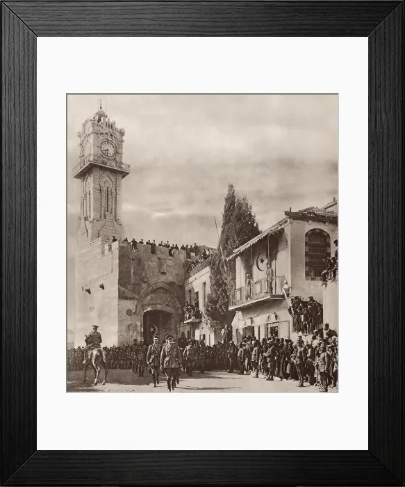 Framed Print : World War 1 in the Middle East. General Edmund Allenby, entering Jerusalem through the Jaffa Gate. He walked in without pomp on Dec. 11, 1917, the day after its capture