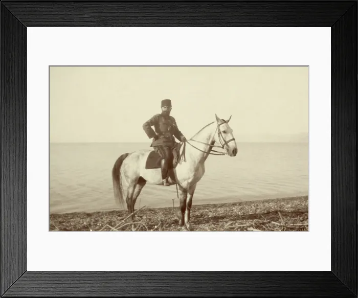 Framed Print : Turkish commander Cemal Pasha, on the shore of the Dead Sea, May 3, 1915. He led the Ottoman Empire army against British forces in Egypt during WW1. (BSLOC_2013_1_57)