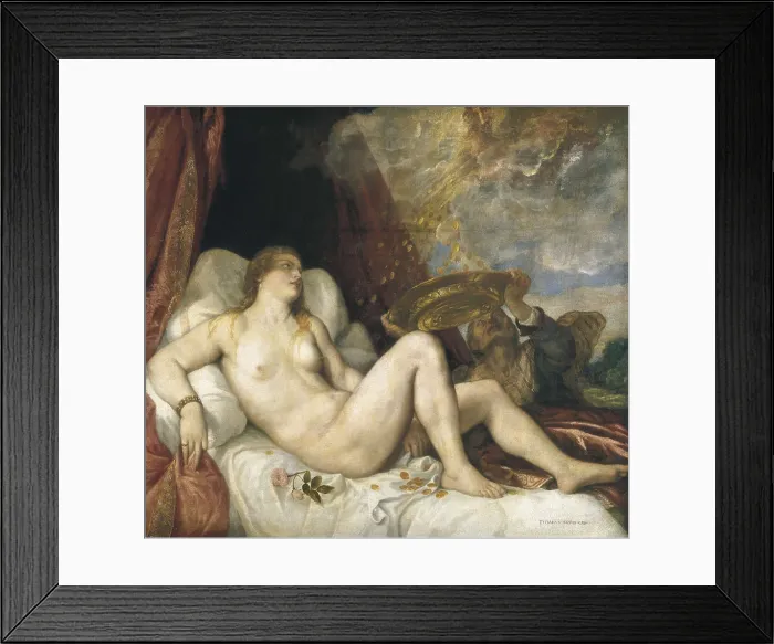 Framed Print : TTITIA, Tiziano Vecello, also called (1490-1576). Danae. 1554. Renaissance art. Cinquecento. Venetian school. Oil on canvas. AUSTRIA. Vienna