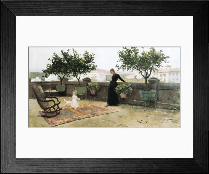Framed Print : VAYREDA i VILA, Joaquim (1843-1894). The Terrace. 2nd half 19th c. Oil on canvas. SPAIN. Barcelona. National Art Museum of Catalonia. AISA / Everett Collection**US SALES ONLY**