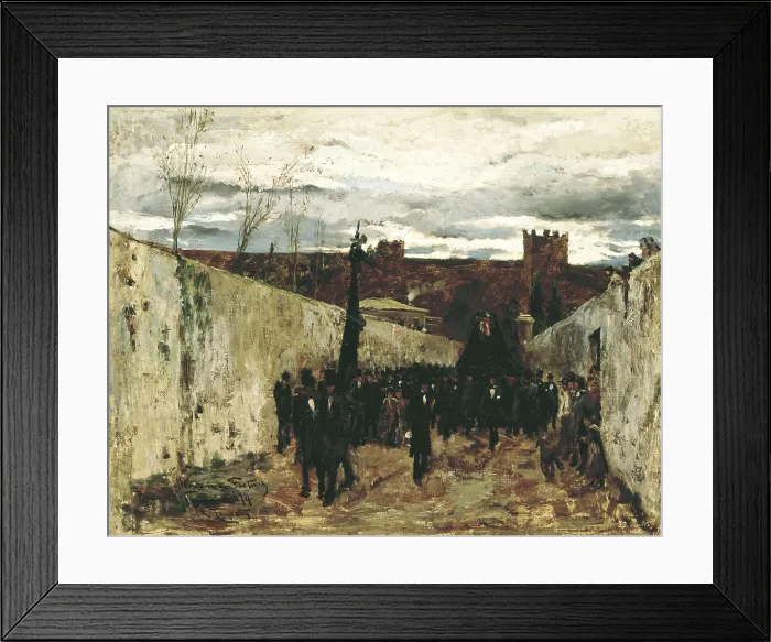 Framed Print : TUSQUETS i MAIGNON, Ramon (1838-1904). Burial of painter Mariano Fortuny. 1874. Oil on canvas. SPAIN. Barcelona. National Art Museum of Catalonia