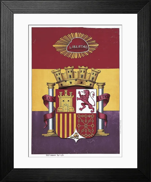 Framed Print : Spain. Second Republic (1931-1936). Flag and coat of arms of the Republic. SPAIN. Salamanca. Archivo Histrico Nacional. AISA / Everett Collection**US SALES ONLY** Framed Print : Spain. Second Republic (1931-1936). Flag and coat of arms of the Republic. SPAIN. Salamanca. Archivo Histrico Nacional. AISA / Everett Collection**US SALES ONLY**