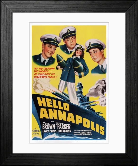 Framed Print : HELLO, ANNAPOLIS, US poster art, center: Jean Parker, 1942