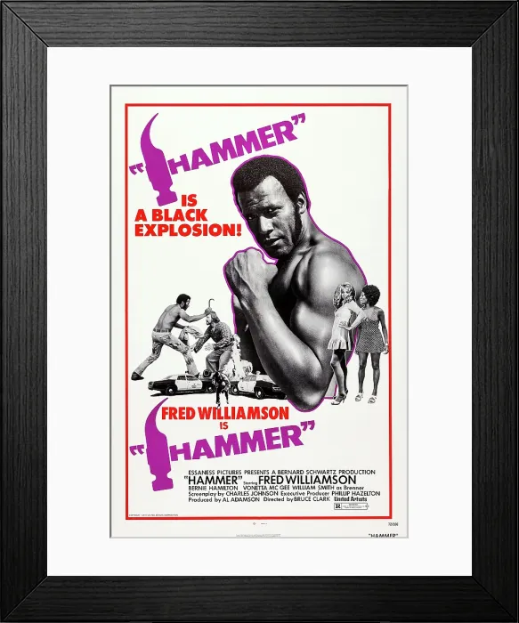 Framed Print : HAMMER, US poster, Fred Williamson, 1972 Framed Print : HAMMER, US poster, Fred Williamson, 1972