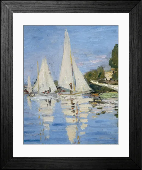 Framed Print : MONET, Claude (1840-1926). Regatta at Argenteuil. 1872. Left detail. Sailing boats. Impressionism. Oil on canvas. FRANCE. Paris. Muse d'Orsay (Orsay Museum)