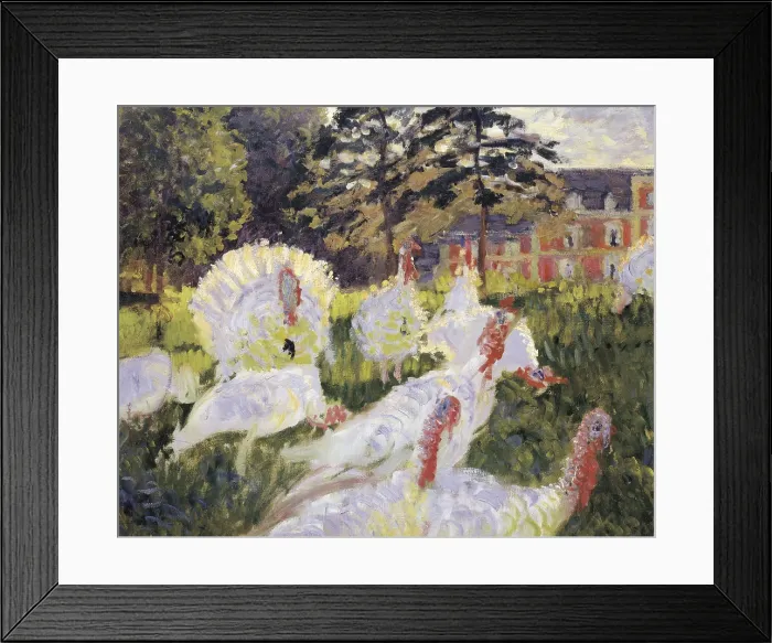 Framed Print : MONET, Claude (1840-1926). The Turkeys at the Chateau de Rottembourg, Montgeron. 1877. Central detail. Turkeys at the Chateau de Rottembourg, in Montgeron (Essone). Impressionism