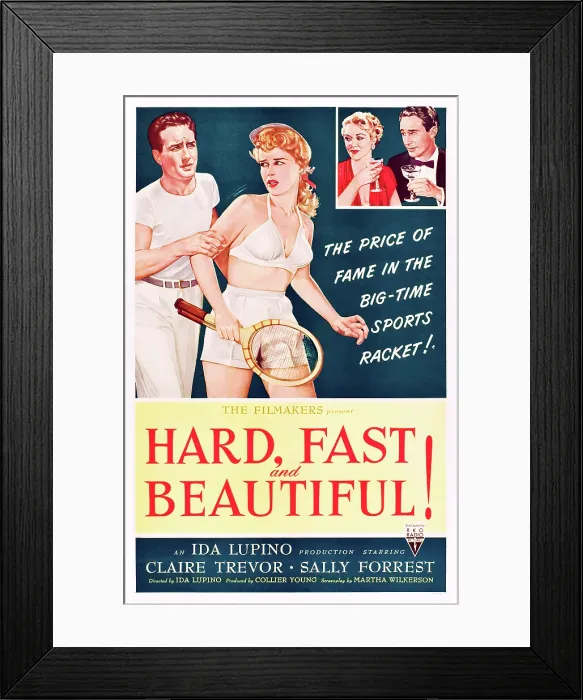 Framed Print : HARD, FAST AND BEAUTIFUL, (aka MOTHER OF A CHAMPION), from left: Robert Clarke, Sally Forest, top from left: Claire Trevor, Carleton G. Young on poster art, 1951