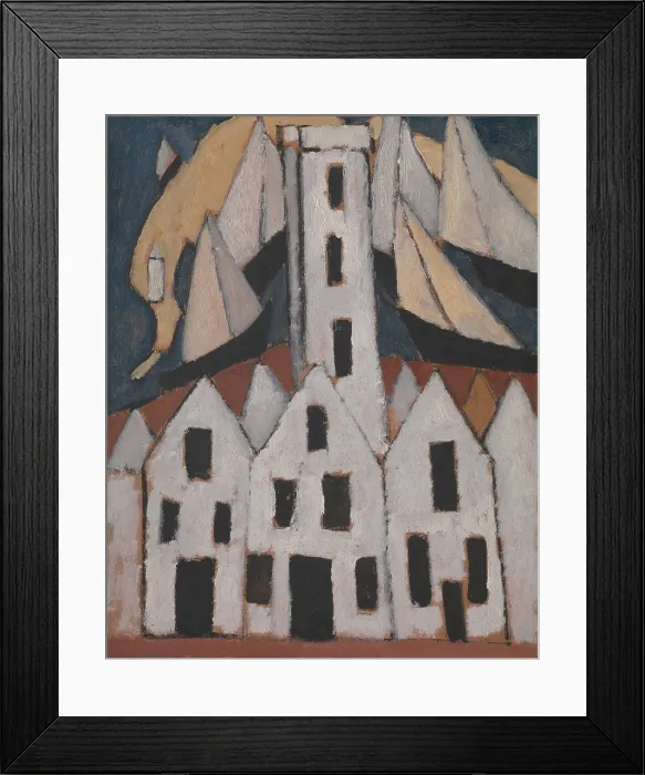 Framed Print : MOVEMENT NO. 5, PROVINCETOWN HOUSES, by Marsden Hartley, 1916, American oil painting