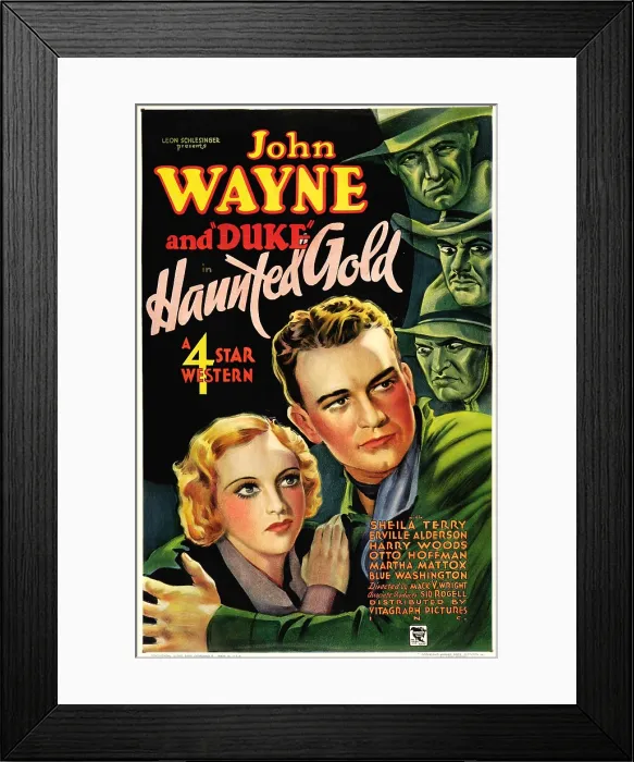 Framed Print : HAUNTED GOLD, from left: Sheila Terry, John Wayne, 1932
