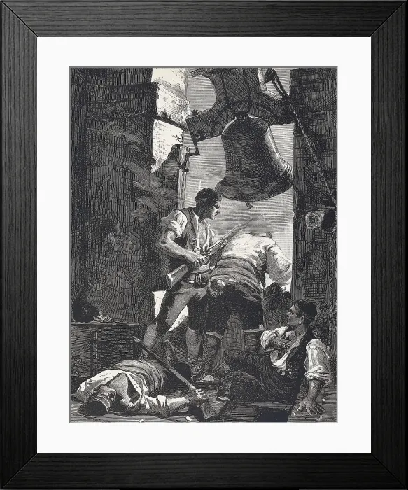 Framed Print : Spain. Peninsular War (1808-1814). Siege of Saragossa (1808-1809). Defence of the Tower of San Agustn. Engraving by Alvarez Dumont (1902). Etching