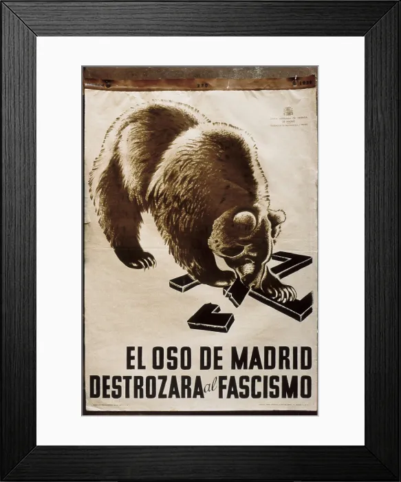 Framed Print : Spain. Civil War (1936-1939). 'El oso de Madrid destrozar el fascismo' (The Bear of Madrid Will Smash the Fascism) Framed Print : Spain. Civil War (1936-1939). 'El oso de Madrid destrozar el fascismo' (The Bear of Madrid Will Smash the Fascism)