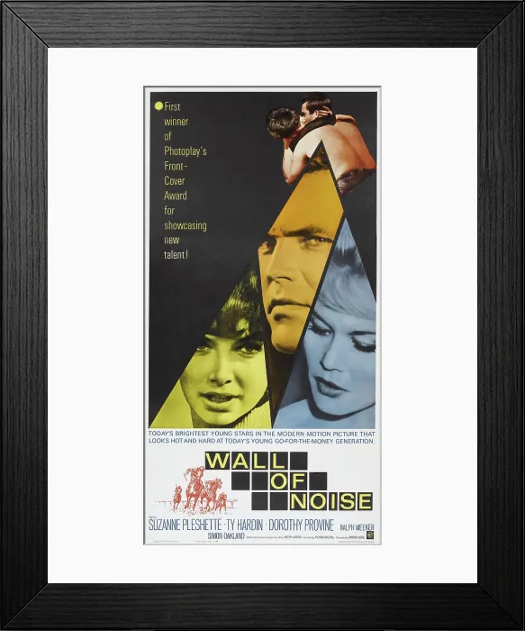 Framed Print : WALL OF NOISE, US poster art, from left: Suzanne Pleshette, Ty Hardin, Dorothy Provine, 1963 Framed Print : WALL OF NOISE, US poster art, from left: Suzanne Pleshette, Ty Hardin, Dorothy Provine, 1963