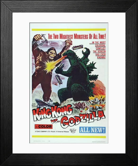 Framed Print : KING KONG VS. GODZILLA (aka KINGU KONGU TAI GOJIRA), US poster, King Kong, Godzilla, 1962 Framed Print : KING KONG VS. GODZILLA (aka KINGU KONGU TAI GOJIRA), US poster, King Kong, Godzilla, 1962