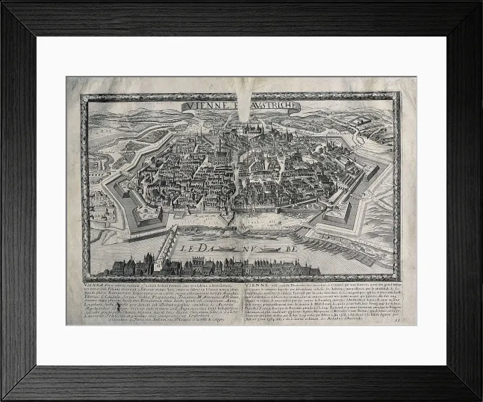 Framed Print : Map of Vienna by the family Jollain, 17th c. Engraving. AISA / Everett Collection**US SALES ONLY**