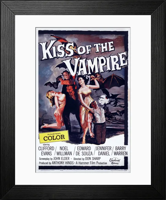 Framed Print : THE KISS OF THE VAMPIRE, 1963