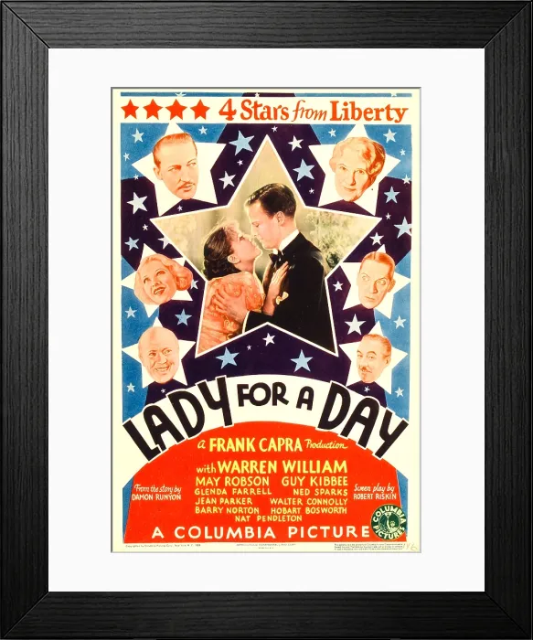 Framed Print : LADY FOR A DAY, left from top: Warren William, Glenda Farrell, Guy Kibbee, center from left: Jean Parker, Barry Norton, right from top: May Robson, Ned Sparks Framed Print : LADY FOR A DAY, left from top: Warren William, Glenda Farrell, Guy Kibbee, center from left: Jean Parker, Barry Norton, right from top: May Robson, Ned Sparks
