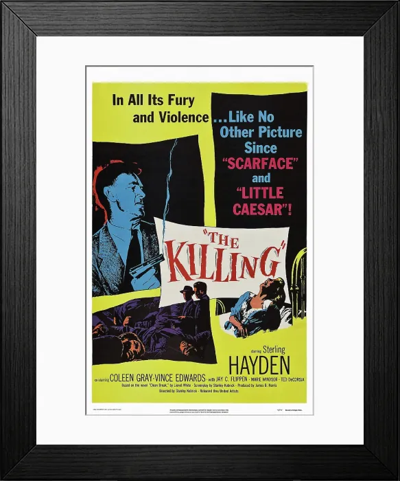 Framed Print : THE KILLING, US poster art, Sterling Hayden (top left), 1956 Framed Print : THE KILLING, US poster art, Sterling Hayden (top left), 1956