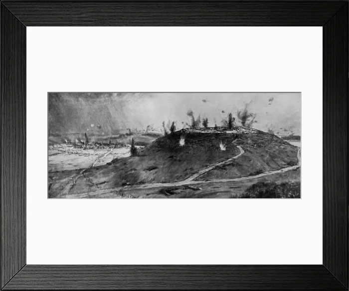 Framed Print : World War 1: Battle of Verdun. General view of the village and Fort Douaumont during the German artillery assault of February and March 1916. (BSLOC_2013_1_88) Framed Print : World War 1: Battle of Verdun. General view of the village and Fort Douaumont during the German artillery assault of February and March 1916. (BSLOC_2013_1_88)
