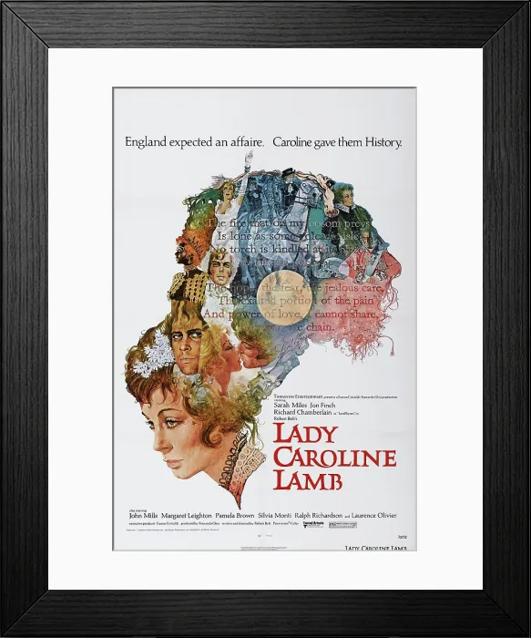 Framed Print : LADY CAROLINE LAMB, US poster art, Sarah Miles, Jon Finch, Richard Chamberlain, 1972