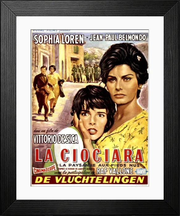 Framed Print : TWO WOMEN, (aka LA CIOCIARA), Eleonora Brown, Sophia Loren on Belgian poster art, 1960