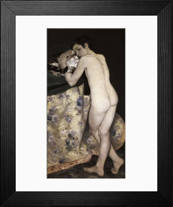 Framed Print : RENOIR, Pierre-Auguste (1841-1919). A Boy with a Cat (Le Garon au Chat). 1868-1869. Impressionism. Oil on canvas. FRANCE. Paris. Muse d'Orsay (Orsay Museum)