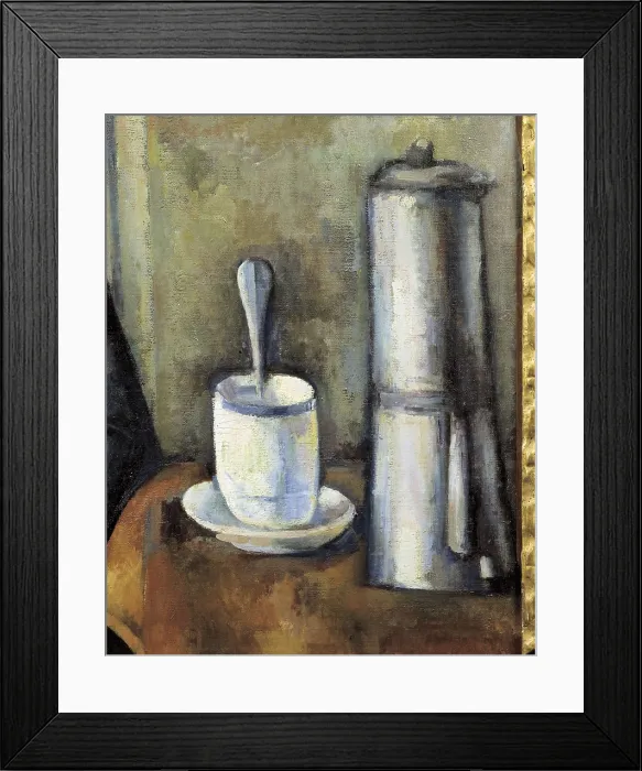 Framed Print : CEZANNE, Paul (1839-1906). Woman with a Coffee Pot. 1890 - 1895. Right detail: a coffee pot and a cup. Impressionism. Oil on canvas. FRANCE. Paris Framed Print : CEZANNE, Paul (1839-1906). Woman with a Coffee Pot. 1890 - 1895. Right detail: a coffee pot and a cup. Impressionism. Oil on canvas. FRANCE. Paris