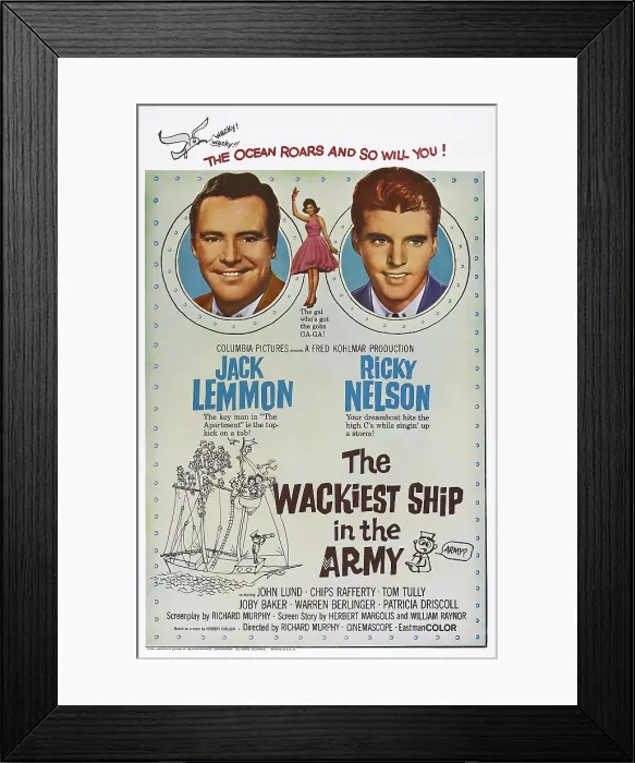 Framed Print : THE WACKIEST SHIP IN THE ARMY, US poster art, from left: Jack Lemmon, Ricky Nelson, 1960