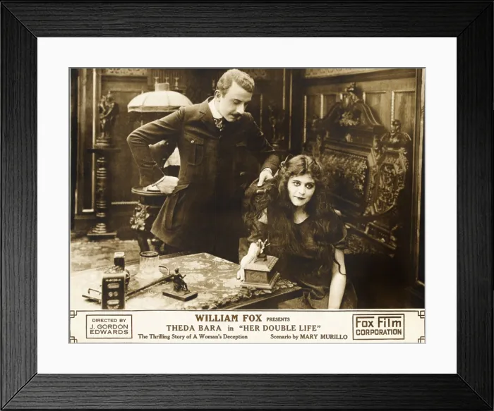 Framed Print : HER DOUBLE LIFE, right: Theda Bara on lobbycard, 1916, TM and Copyright 20th Century Fox Film Corp. All rights reserved. / courtesy Everett Collection Framed Print : HER DOUBLE LIFE, right: Theda Bara on lobbycard, 1916, TM and Copyright 20th Century Fox Film Corp. All rights reserved. / courtesy Everett Collection