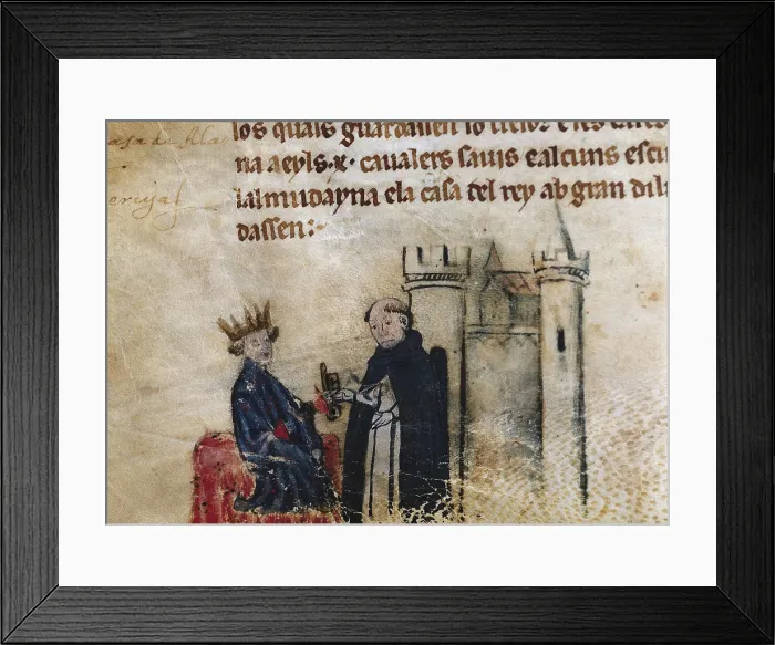 Framed Print : Spain. Crown of Aragon. 13th c. Chronicle of James I or 'Llibre dels Feyts' of father Pere Marsili. Fol. 109v