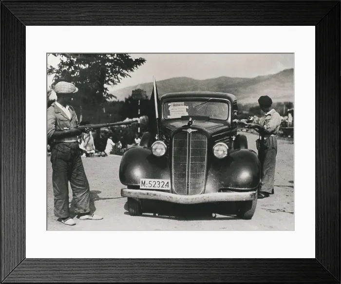 Framed Print : Spain. Civil War. Republican check point. Inspection of the papers of a driver. AISA / Everett Collection**US SALES ONLY**