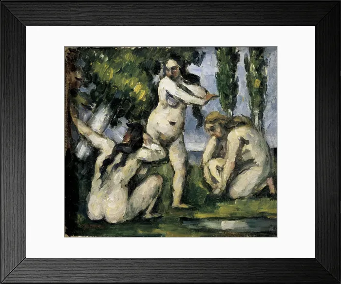 Framed Print : CEZANNE, Paul (1839-1906). Three Bathers (Trois baigneuses). 1875 - 1877. Post-Impressionism. Oil on canvas. FRANCE. Paris. Muse d'Orsay (Orsay Museum)