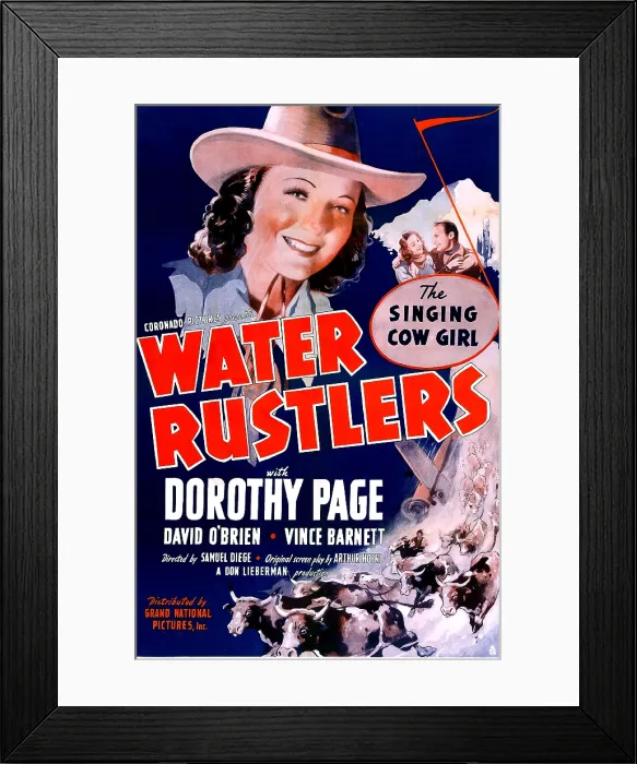 Framed Print : WATER RUSTLERS, US poster, center: Dorothy Page, second from right: Dave O'Brien, 1939