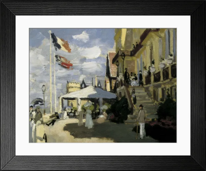 Framed Print : MONET, Claude (1840-1926). Hotel des Roches-Noires in Trouville. 1870. Central detail. Impressionism. Oil on canvas. FRANCE. Paris. Muse d'Orsay (Orsay Museum)