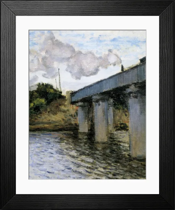 Framed Print : MONET, Claude (1840-1926). The Railway Bridge at Argenteuil. 1873-1874. Left detail. Train crossing the bridge. Impressionism. Oil on canvas. FRANCE. Paris Framed Print : MONET, Claude (1840-1926). The Railway Bridge at Argenteuil. 1873-1874. Left detail. Train crossing the bridge. Impressionism. Oil on canvas. FRANCE. Paris