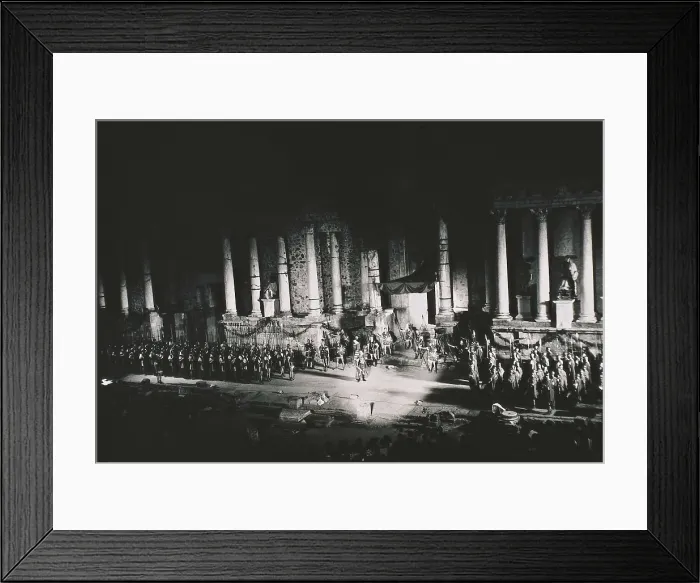 Framed Print : TAMAYO, Jos (1920-2003); CERVANTES SAAVEDRA, Miguel de (1547-1616). Performance of the play 'Numancia' in the Roman Theatre of Merida (1961). Directed by Jose Tamayo