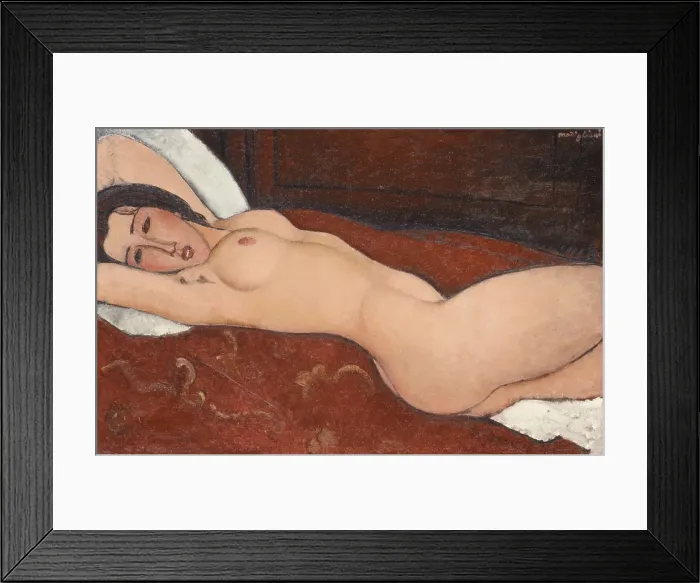 Framed Print : RECLINING NUDE, by Amedeo Modigliani, 1917, Italian modernist painting, oil on canvas Framed Print : RECLINING NUDE, by Amedeo Modigliani, 1917, Italian modernist painting, oil on canvas