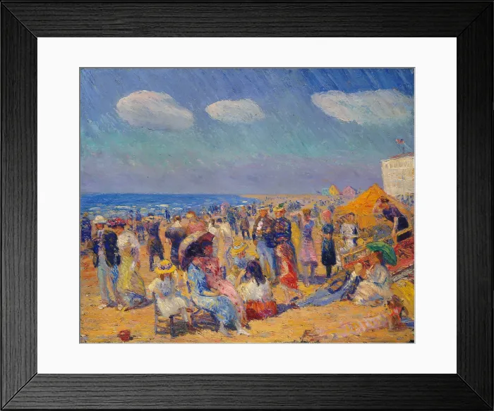 Framed Print : CROWD AT THE SEASHORE, by William Glackens, 1910, American painting, oil on canvas. This is a brilliantly colored scene of everyday people at the beach Framed Print : CROWD AT THE SEASHORE, by William Glackens, 1910, American painting, oil on canvas. This is a brilliantly colored scene of everyday people at the beach