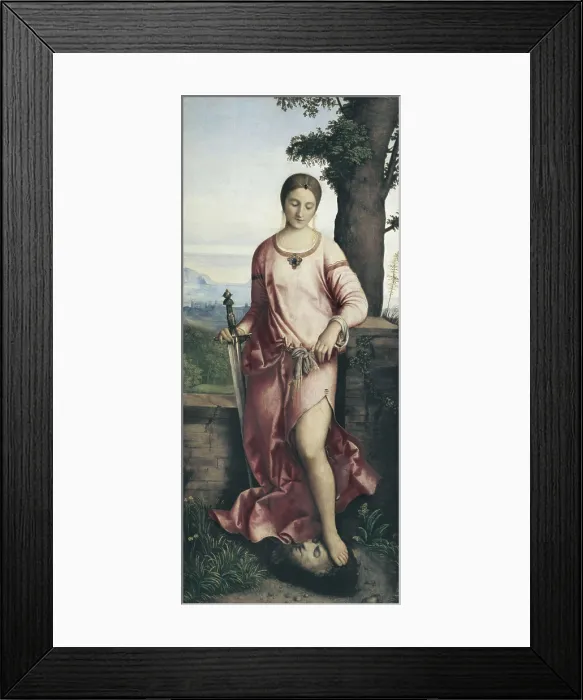 Framed Print : GIORGIONE, Giorgio da Castelfranco, called (1477-1510). Judith. 1504. Venetian school. Judith and the head of Holofernes. Renaissance art. Cinquecento. Oil on canvas. RUSSIA