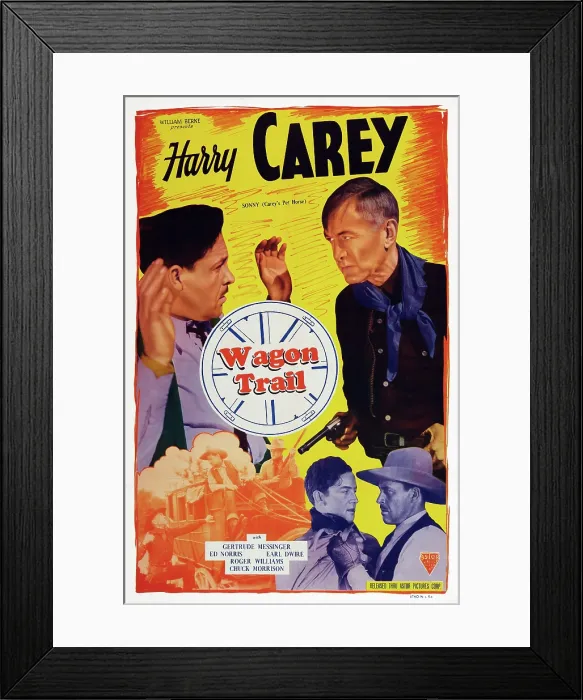 Framed Print : WAGON TRAIL, US poster art, top right: Harry Carey; bottom left: Edward Norris, 1935 Framed Print : WAGON TRAIL, US poster art, top right: Harry Carey; bottom left: Edward Norris, 1935