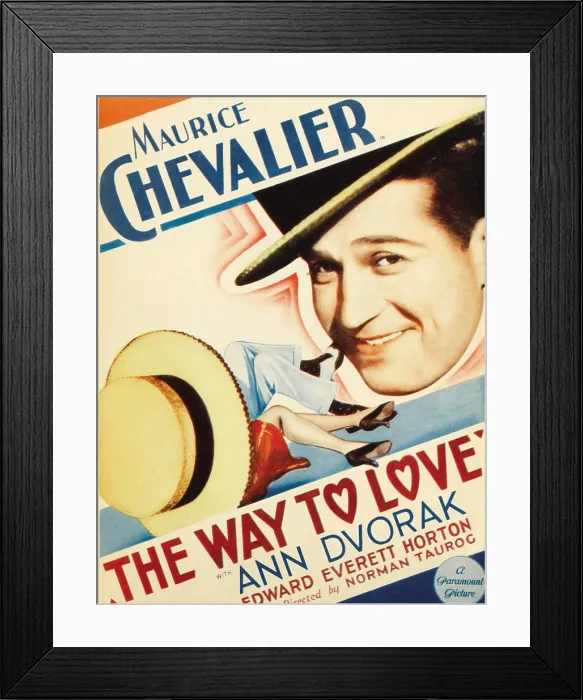 Framed Print : WAY TO LOVE, Maurice Chevalier on midget window card, 1933